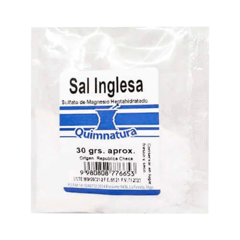 Sal inglesa sulfato de magnesio heptahidratado 30grs aprox.