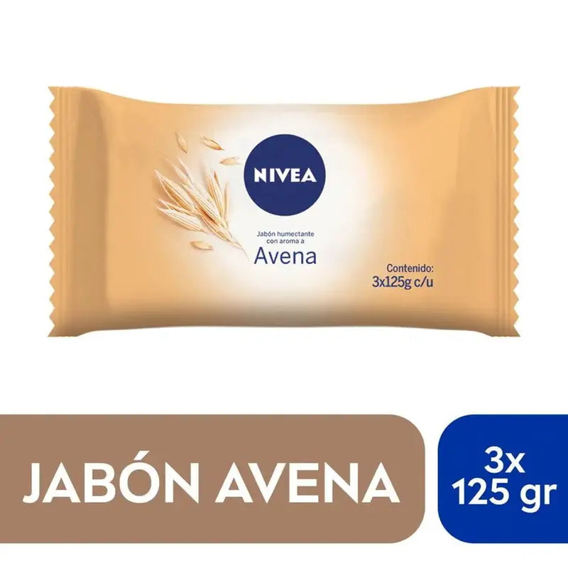 Jabón Humectante Nivea en barra con aroma a avena 3x 125g