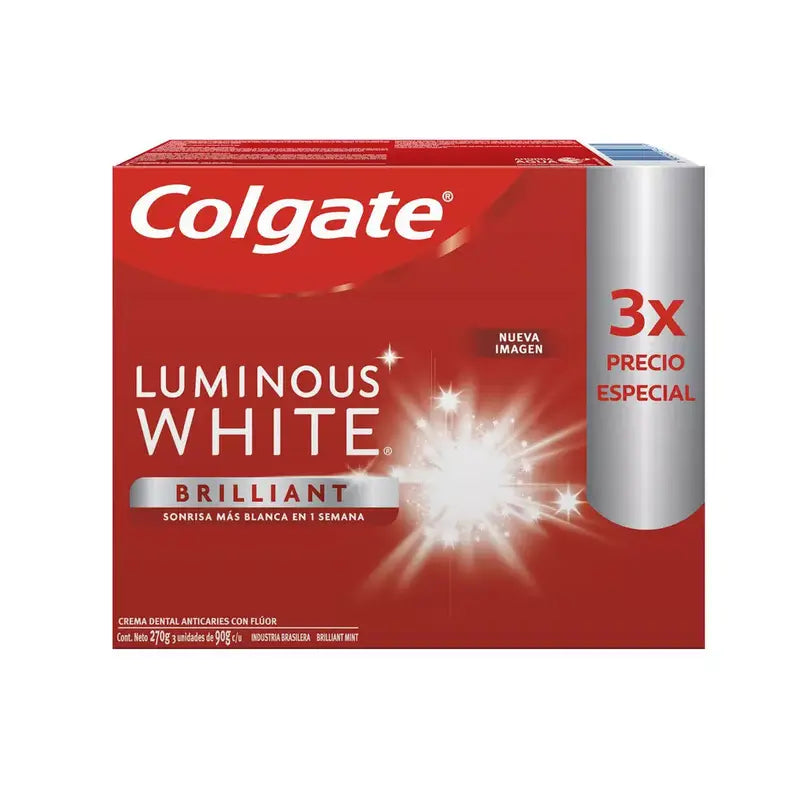 Pasta Dental Luminous White Colgate Pack 3 unidades.