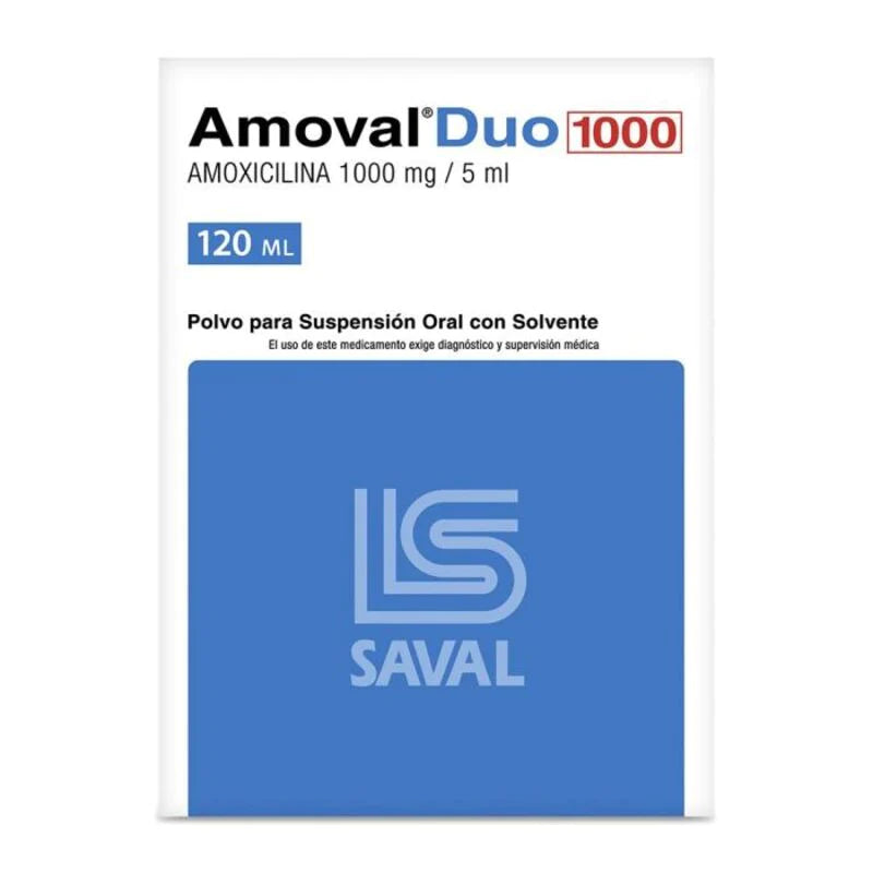 Amoval Duo 1000mg Polvo para suspensión oral con solvente 120ml