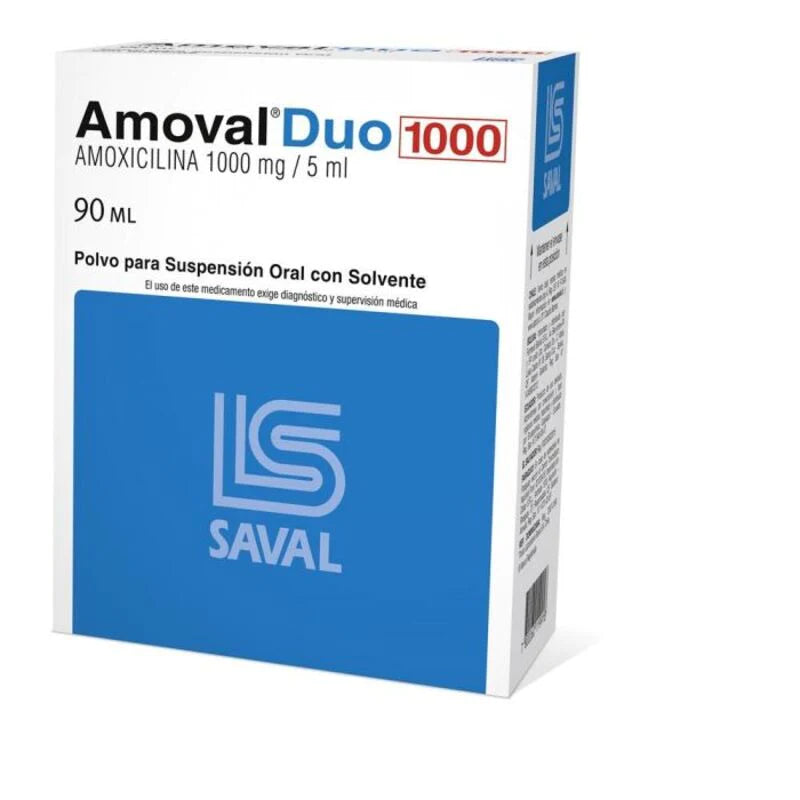 Amoval Duo 1000mg Polvo para suspensión oral con solvente 90ml