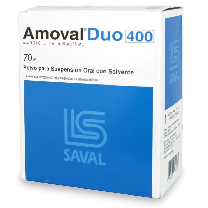 Amoval Duo 400mg Polvo para suspensión oral con solvente 70ml