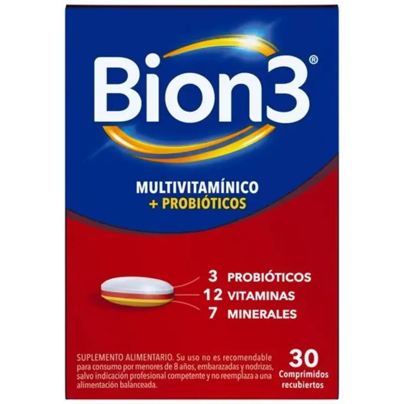 Bion3 Multivitamínico + probióticos 30 Comprimidos Recubiertos