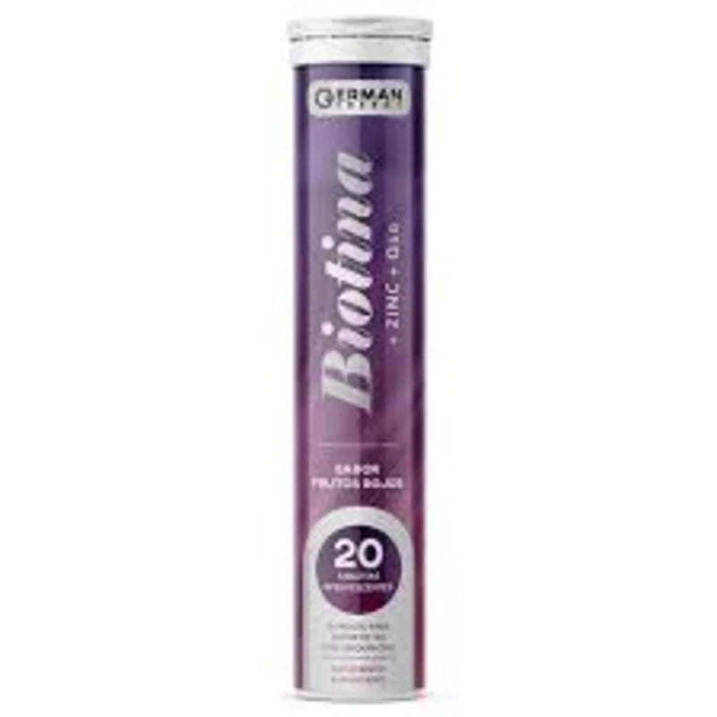 Biotina +zinc +Q10 20 tabletas efervescentes sabor frutos rojos