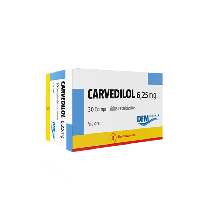 Carvedilol 6,25 Mg x 30 Comprimidos  Recubiertos (DFM)