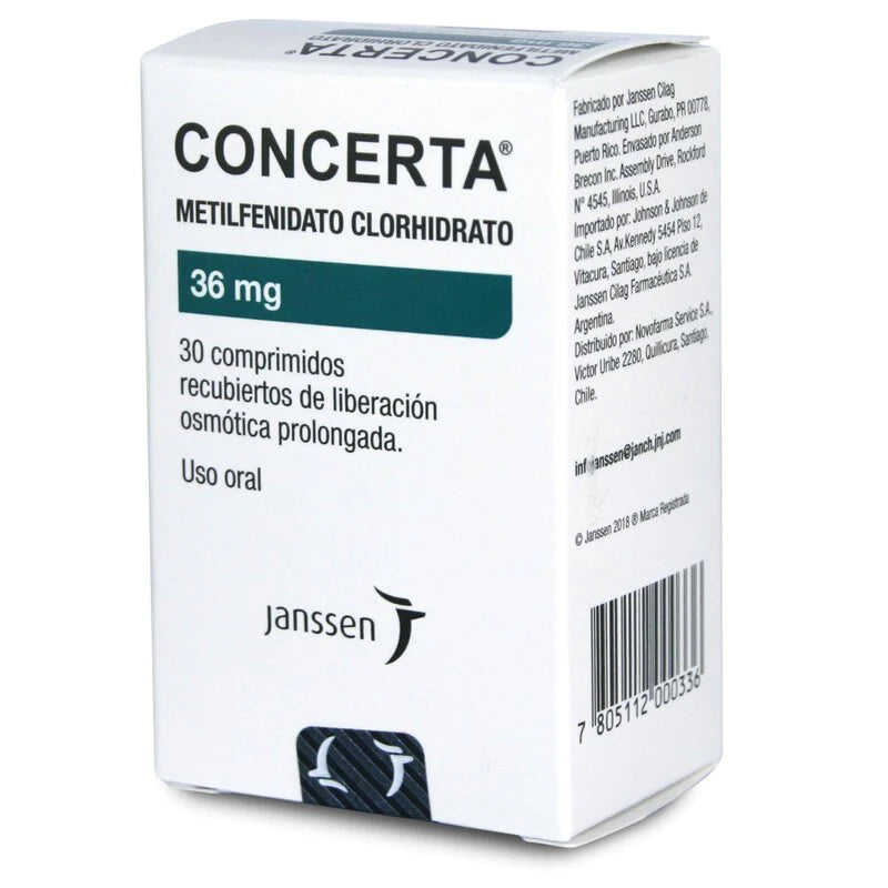 Concerta 36mg 30 Comprimidos de liberación osmótica prolongada