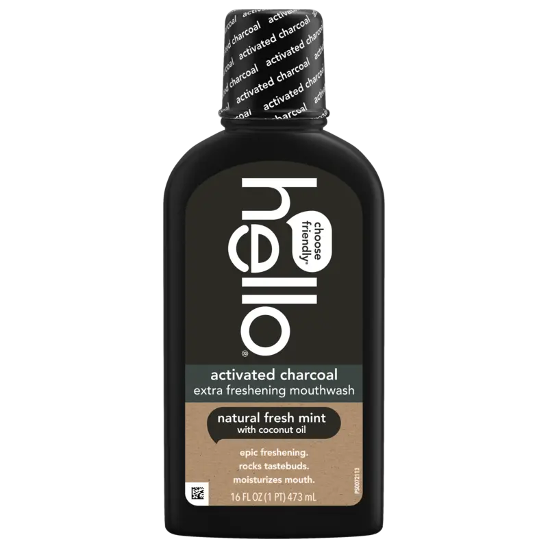 Hello Activated Charcoal Fresh Mint And Coconut Oil 473ml