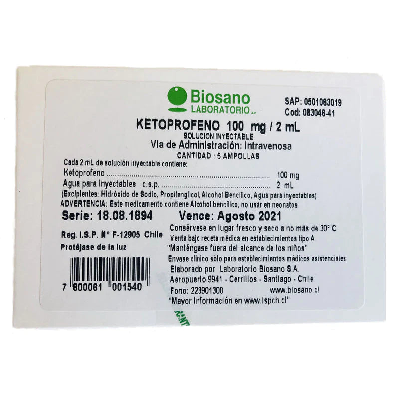 Ketoprofeno 100mg/2ml 5 ampollas