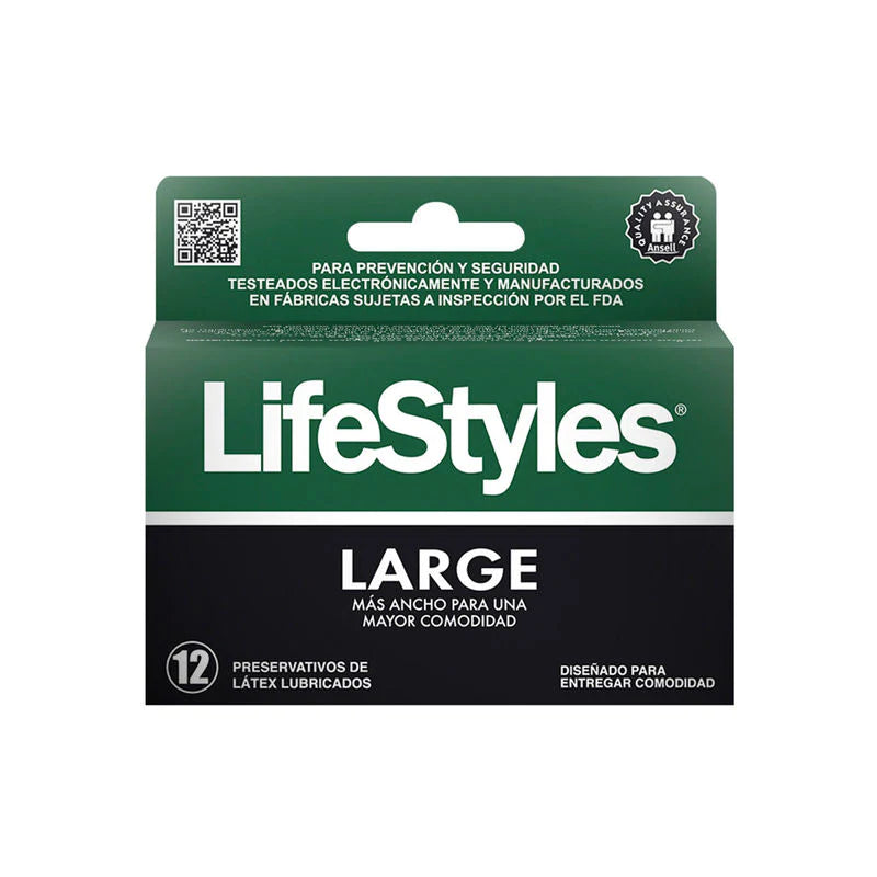 Lifestyles Large 12 preservativos de latex lubricados