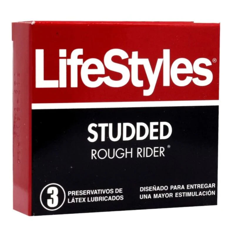 Lifestyles studded rough rider 3 preservativos de látex lubricados