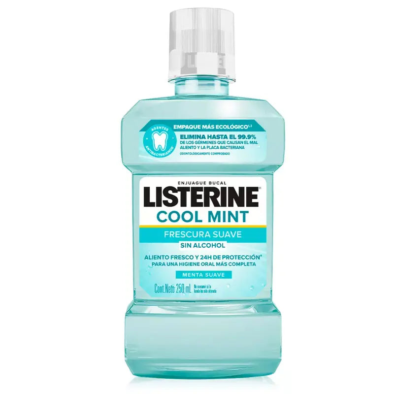 Listerine Cool Mint Frescura Suave  Sin Alcohol  Menta Suave 250ml