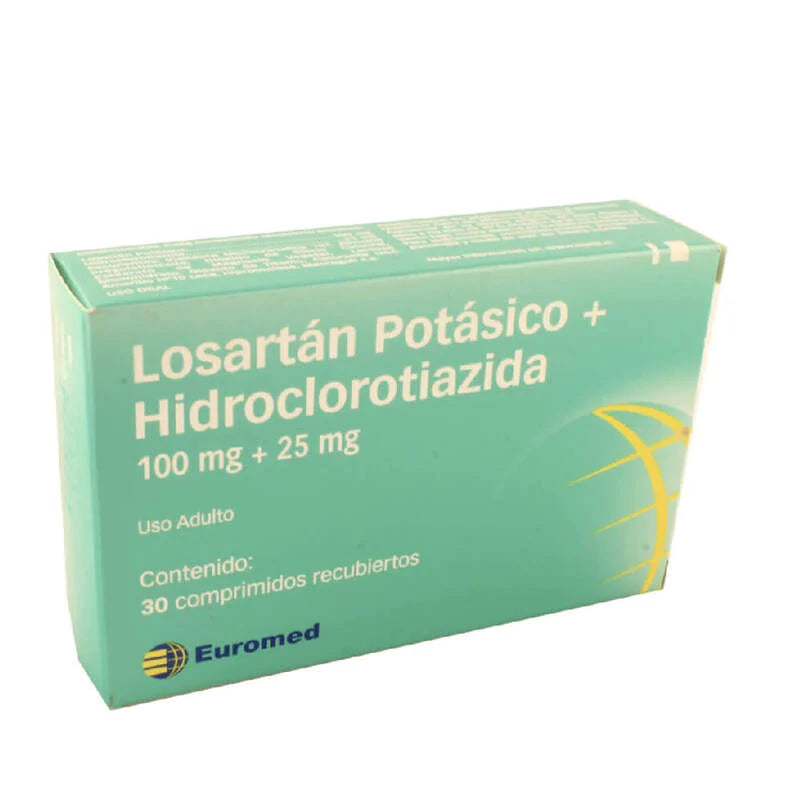 Losartán potásico/Hidroclorotiazida 100mg/25mg 30 Comprimidos recubiertos