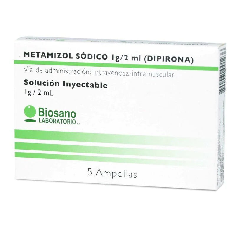 Metamizol sódico 1g/2ml solición inyectable 5 ampollas