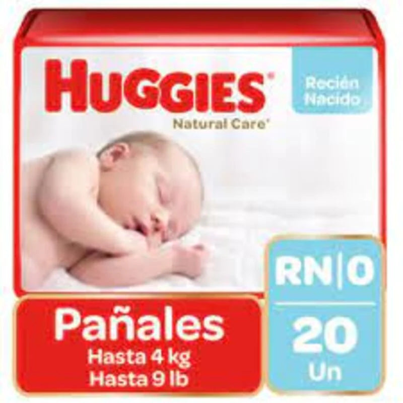 Pañales Huggies Recién Nacido Natural Care 20 Pañales.