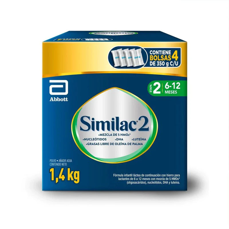 Similac 2 1,4 kg Etapa 2 6-12 meses/ Contiene 4 bolsas de 350 g