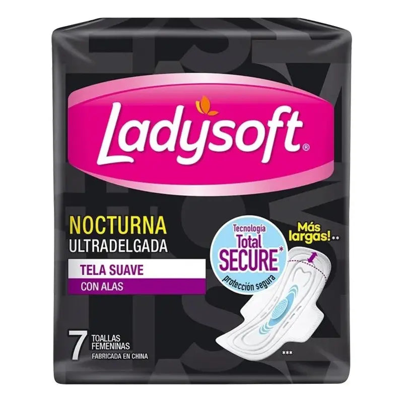 Toalla Higiénica Nocturna Ultradelgada Larga Tela Ultra seca 7 Unidades