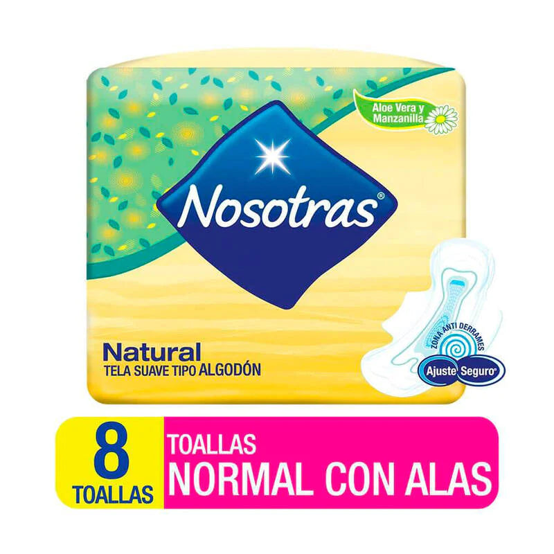 Toallas higiénicas Nosotras normal con alas 8 Unidades