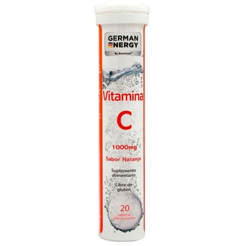 Vitamina c 1000mg 20 Tabletas efervescentes sabor naranja