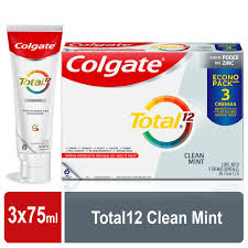 Pasta Dental Colgate Total 12 Clean Mint 75ml 3 Unidades