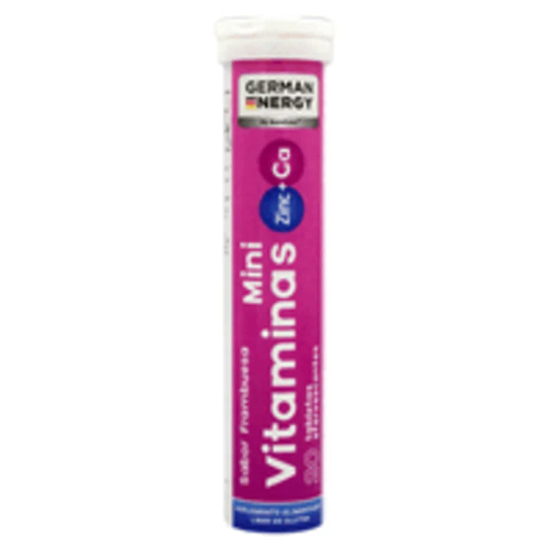 mini vitaminas +zinc +calcio 20 tabletas efervescentes sabor frambuesa