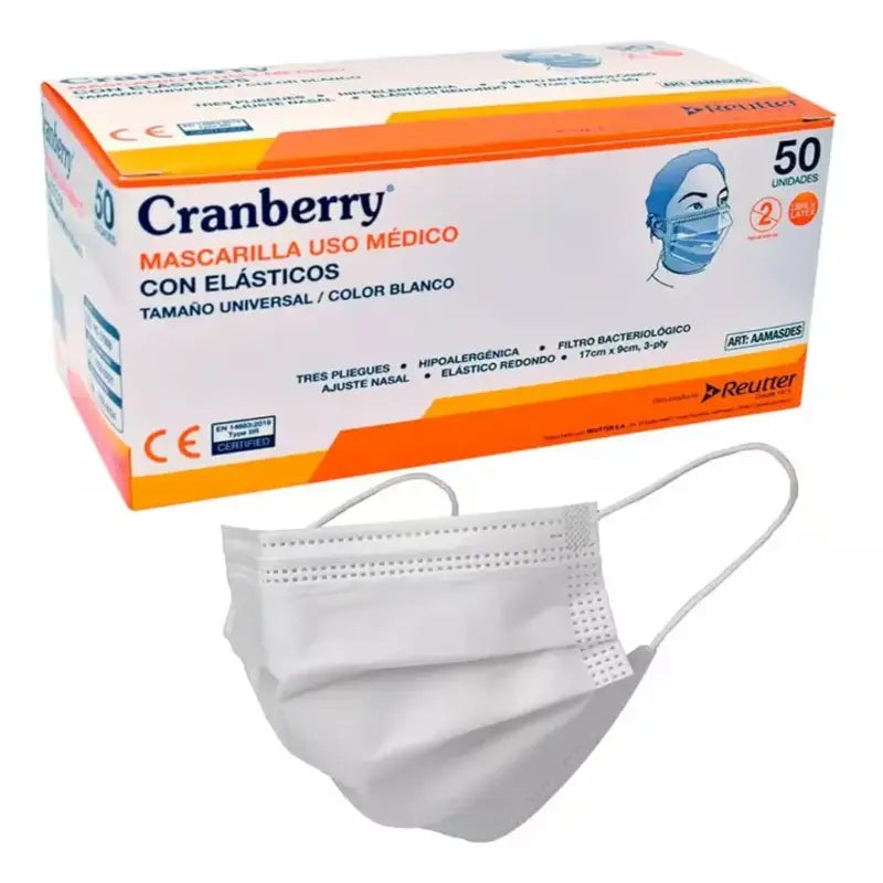 Mascarilla Con Elásticos Tamaño Universal Color Azul 50 Unidades