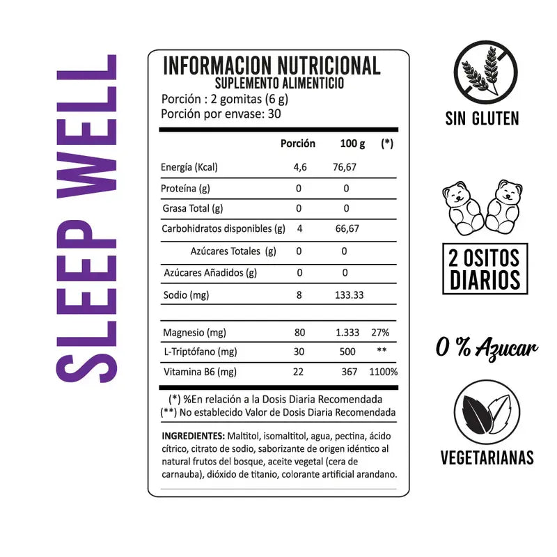 Sleep Well 60 Gomitas Veganas