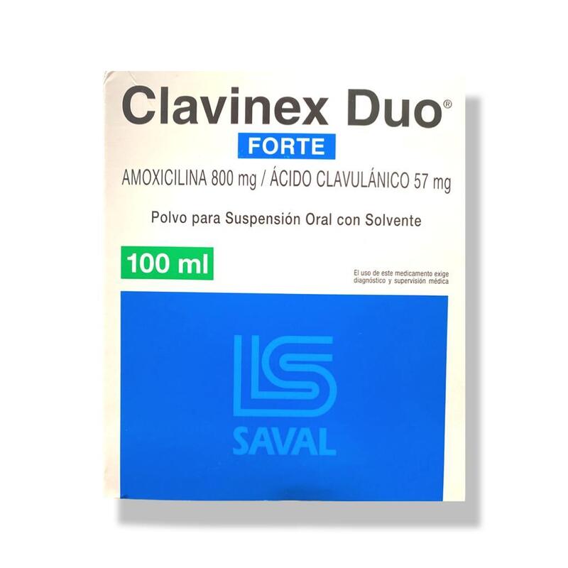Clavinex Duo Forte 800mg/57mg Polvo para suspensión oral con solvente 100ml