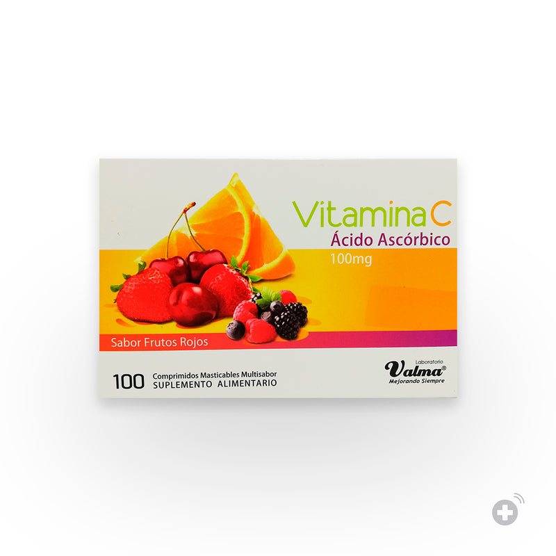 Vitamina C sabor frutos rojos 100mg 100 Comprimidos
