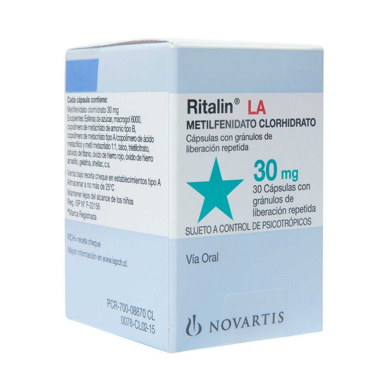 Ritalin LA 10mg 30 Cápsulas con gránulos de liberación repetida