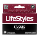 Lifestyles studded rough rider 12 preservativos de látex lubricados