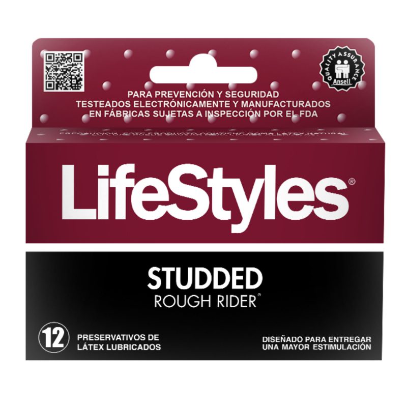 Lifestyles studded rough rider 12 preservativos de látex lubricados