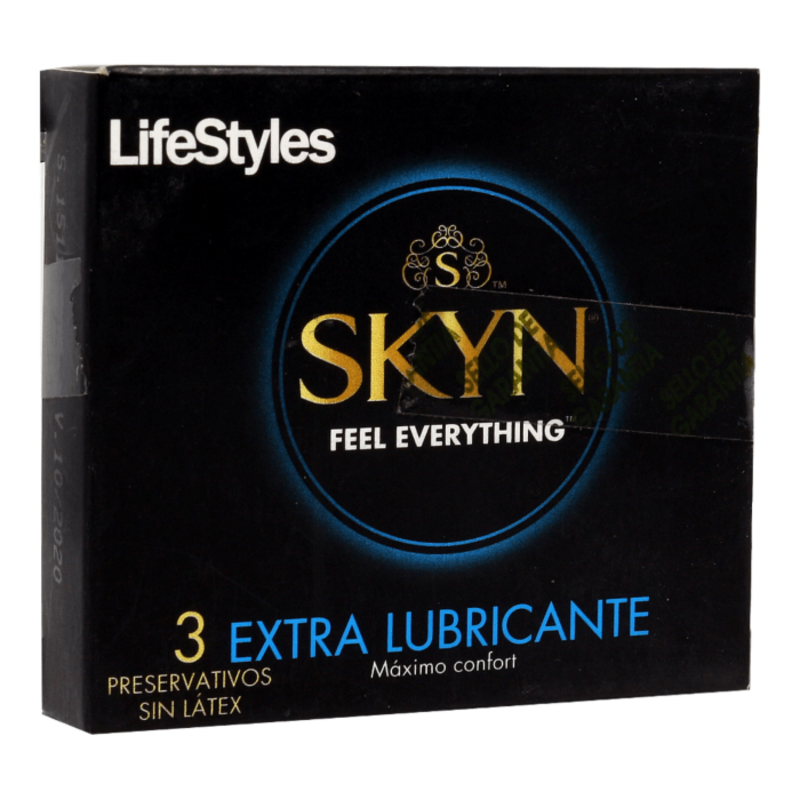 Lifestyles Skyn Extra Lubricated sin látex 3 preservativos